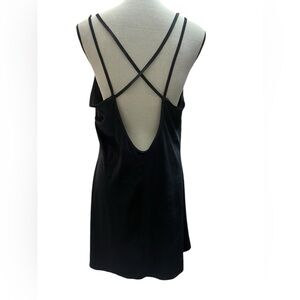 Dentelle velvet cross back strappy chemise dress vintage scoop neck open back LG